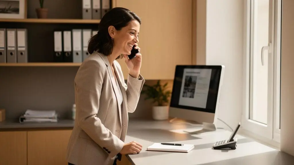 Spécialiste du recouvrement menant un échange téléphonique courtois avec un client